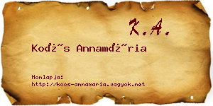 Koós Annamária névjegykártya