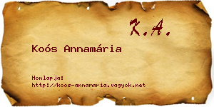 Koós Annamária névjegykártya